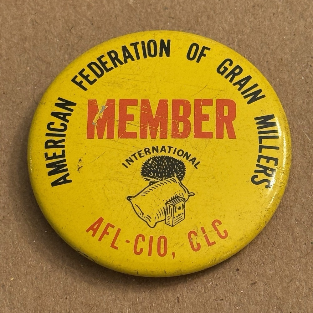 American Federation Grain Millers AFL CIO CLC Pinback Button Pin Round Circle